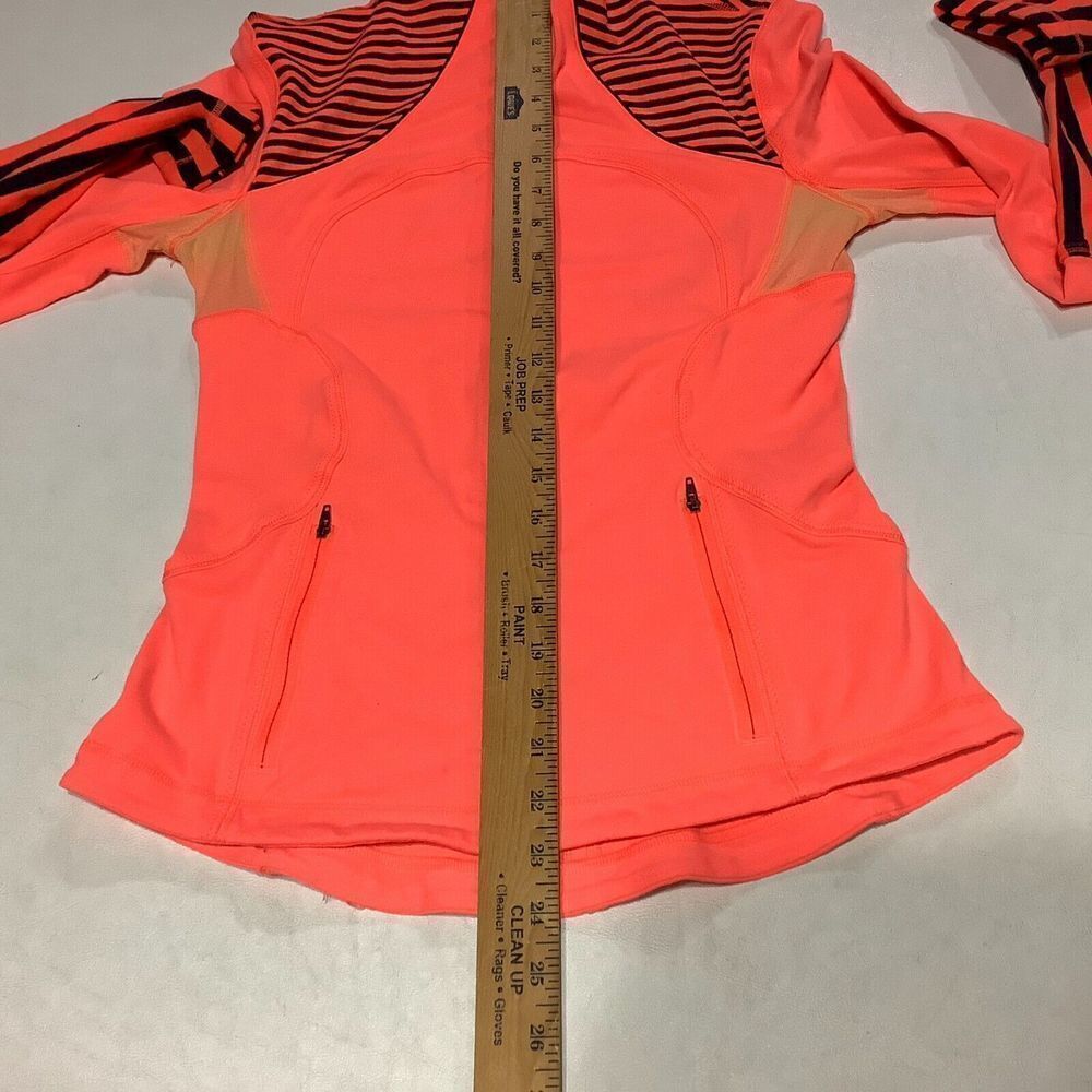Women's Lululemon Forme Neon Full Zip Stripe Jacket Size 6 Orange Coral - Picture 9 of 9